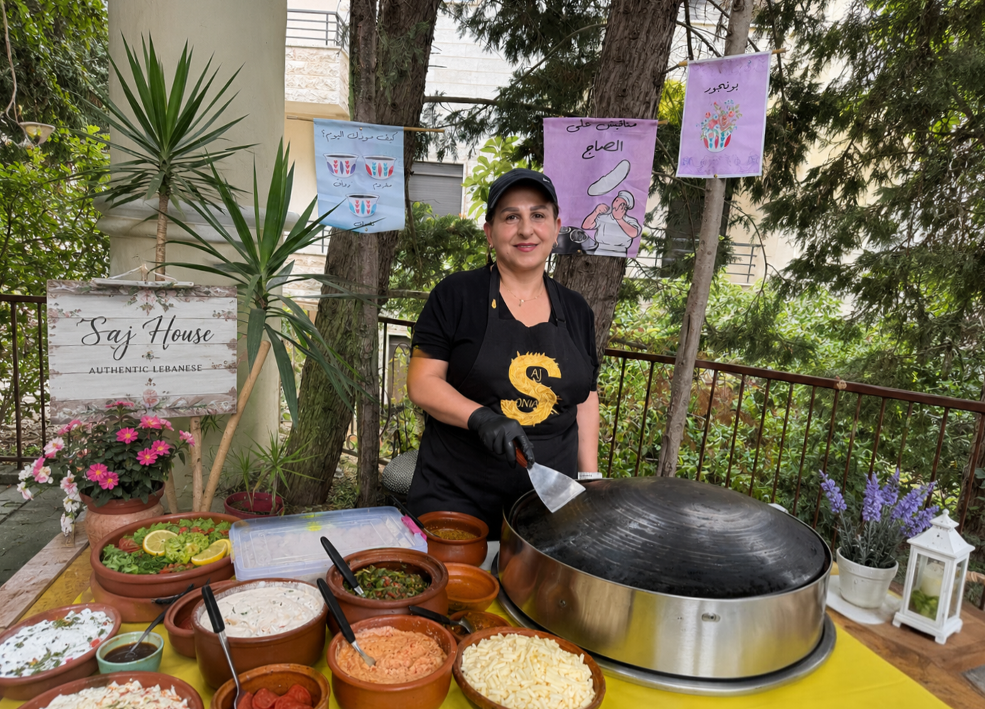 Sonia at the live saj station for brunches