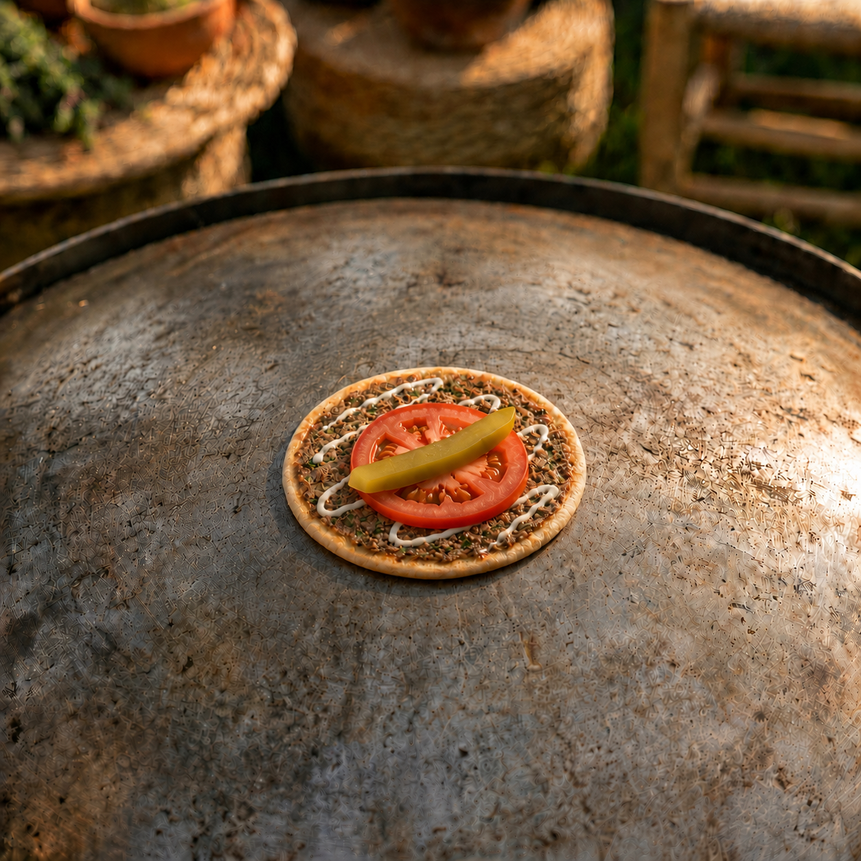 Authentic Lebanese Kafta saj prepared fresh at a live catering station